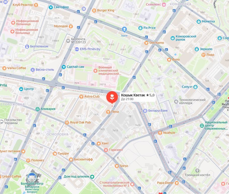 Удобное расположение в центре Минска