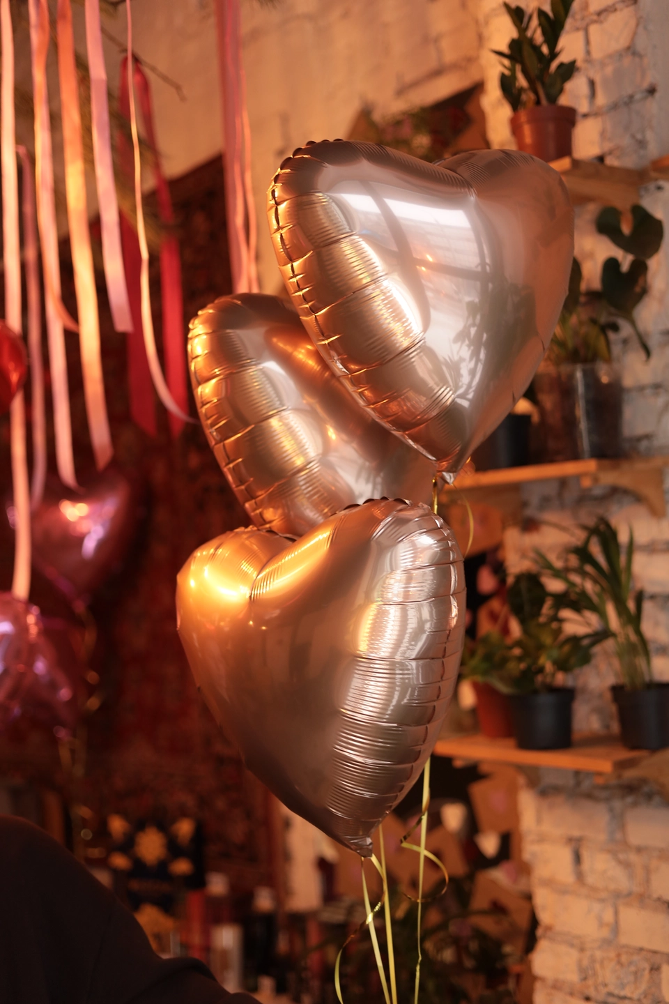 Набор гелиевых шаров Сердце Розовое золото