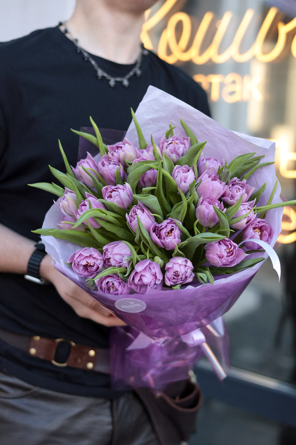 Монобукет из Сиреневых тюльпанов